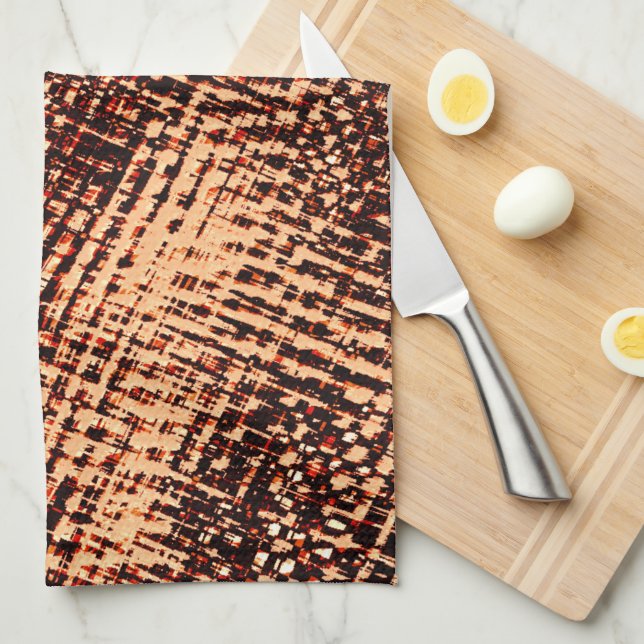 Thick criss-cross scratches in orange with shadow  tea towel (Quarter Fold)