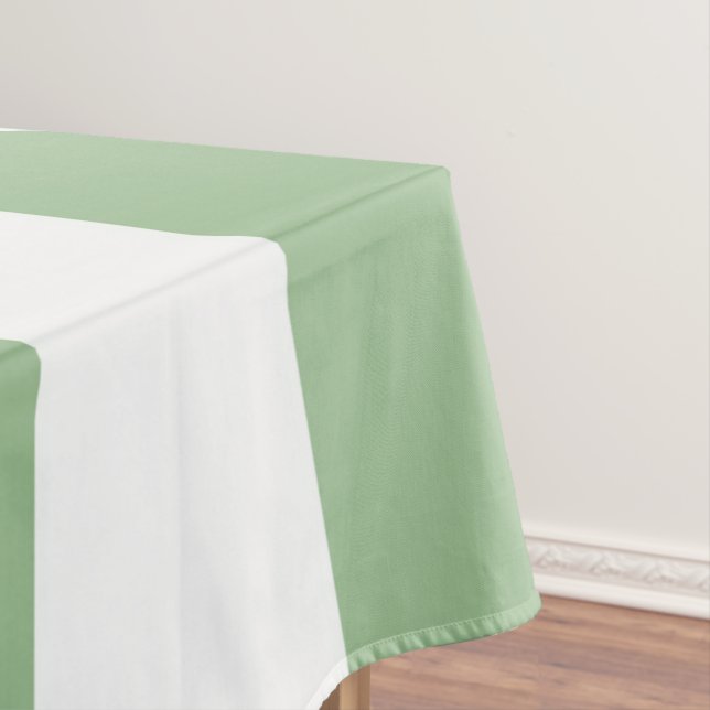 Thick Green and White Stripes Tablecloth (In Situ)