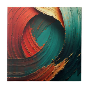 Thick Impasto Oil Painted Abstract Ceramic Tile