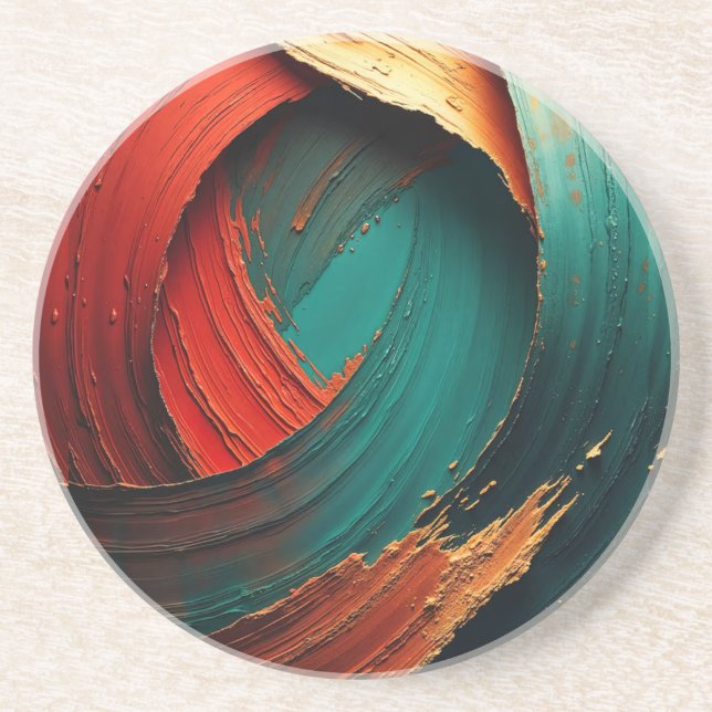 Thick Impasto Oil Painted Abstract Coaster (Front)