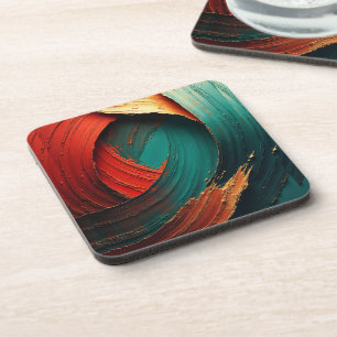 Thick Impasto Oil Painted Abstract Coaster