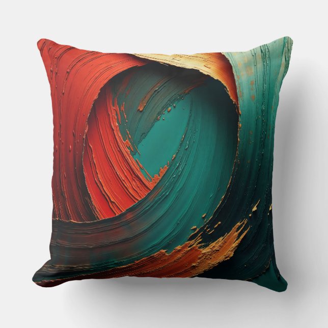 Thick Impasto Oil Painted Abstract Cushion (Front)
