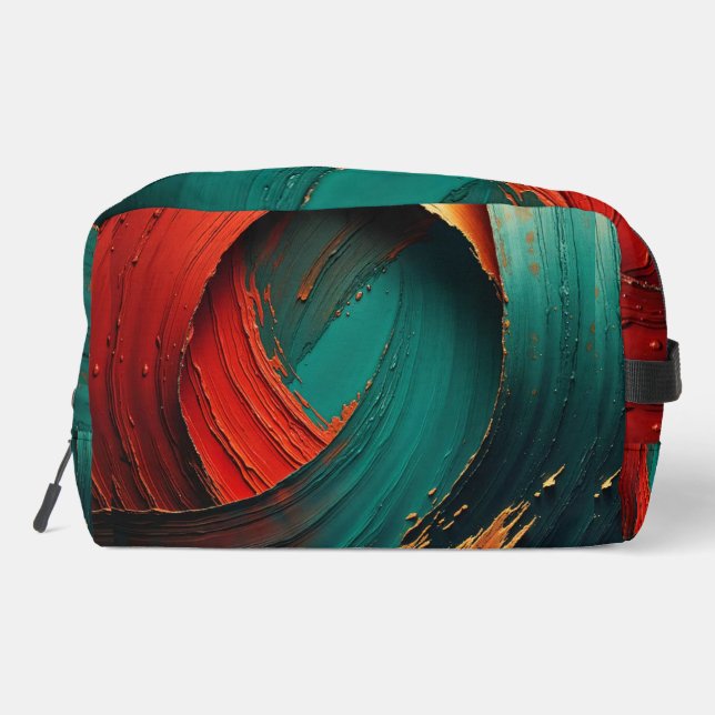 Thick Impasto Oil Painted Abstract Dopp Kit (Back)