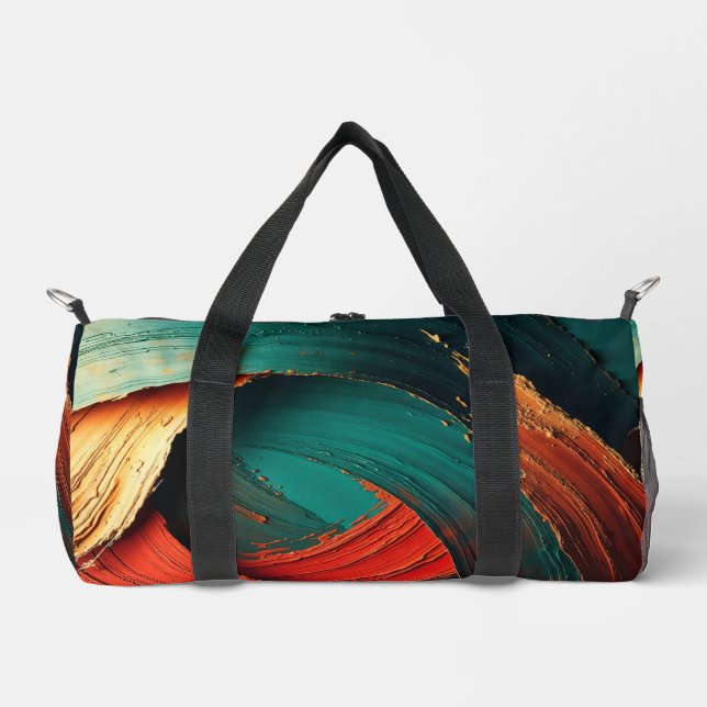 Thick Impasto Oil Painted Abstract Duffle Bag (Front)