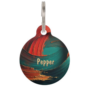 Thick Impasto Oil Painted Abstract Name Contact Pet Tag