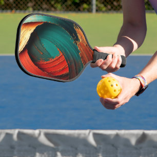 Thick Impasto Oil Painted Abstract Pickleball Paddle