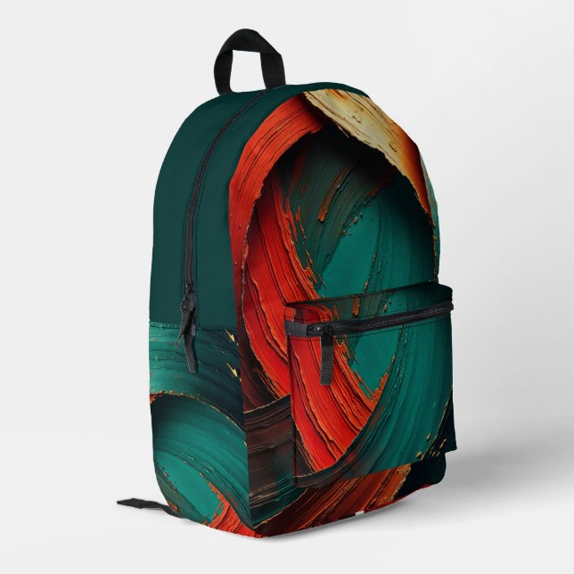 Thick Impasto Oil Painted Abstract Printed Backpack (Back Corner Left)
