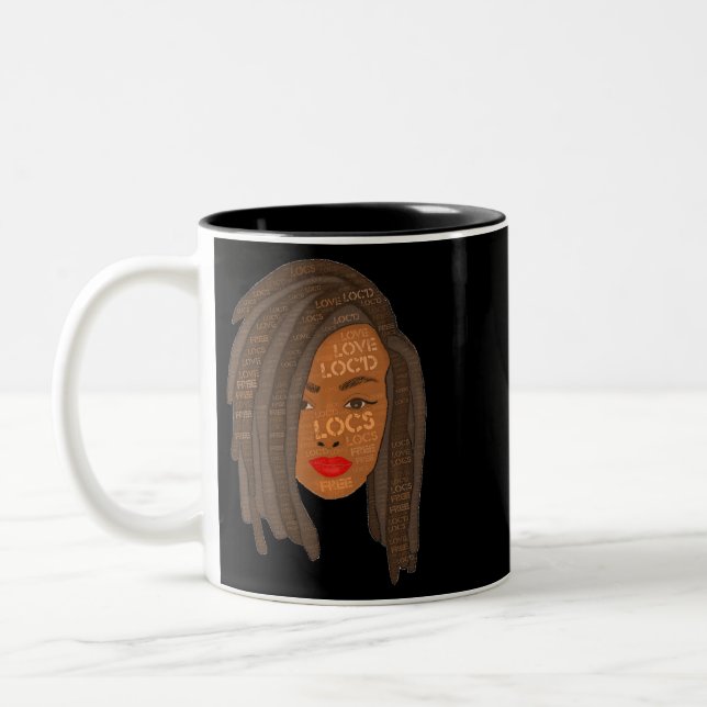 Thick Locs Black Woman Dreadlock Art Two-Tone Coffee Mug (Left)