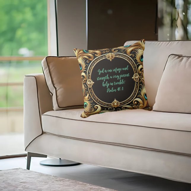 Thick Peacock Feather Frame Customisable  Cushion (Creator Uploaded)