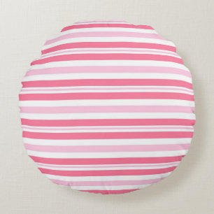 Thick Pink Stripes Round Cushion