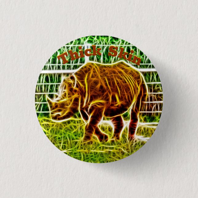 Thick Skin Rhino Drawing Button (Front)