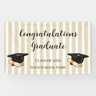 Thick Stripes Cap and Diploma Graduation Banner