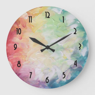 Thick Textured Abstract Paint Large Clock