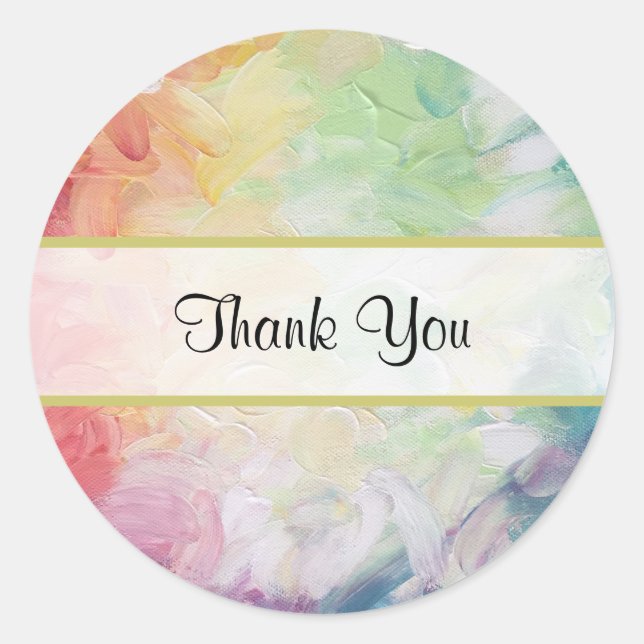 Thick Textured Abstract Paint Thank You Classic Round Sticker (Front)