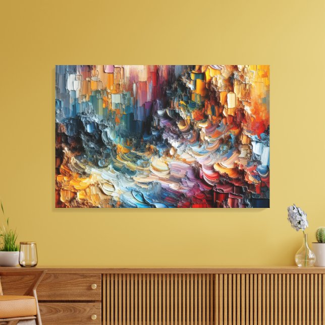 Thick Textured Paint Pattern Canvas Print (Insitu (LivingRoom))