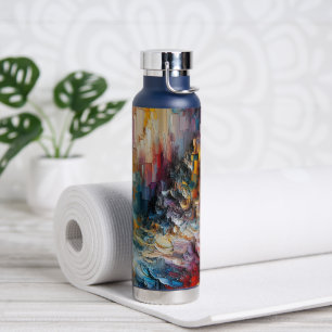 Thick Textured Paint Pattern Water Bottle