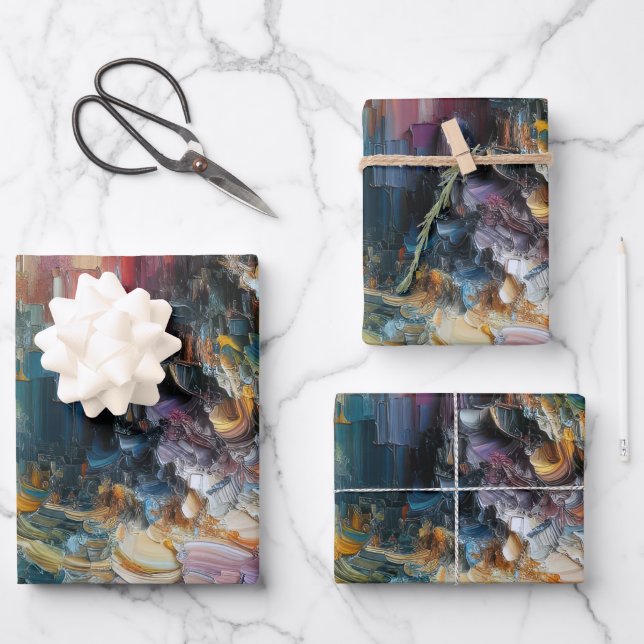 Thick Textured Paint Pattern Wrapping Paper Sheet (Front)