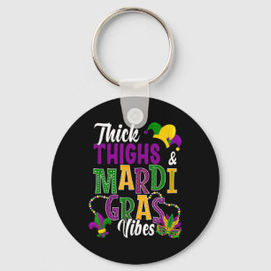Thick Thighs And Mardi Gras Vibes Costume Masked P Key Ring