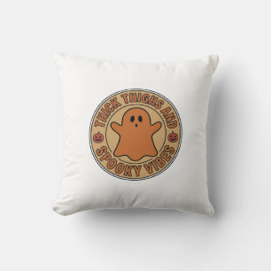 Thick Thighs and Spooky Vibes Ghost Halloween Tee_ Cushion