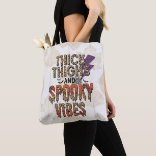 Thick Thighs and Spooky Vibes Gold Halloween Tote Bag