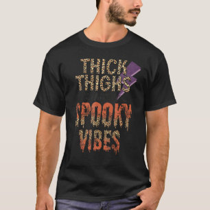 Thick Thighs And Spooky Vibes Halloween Leopard R T-Shirt