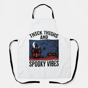 Thick Thighs And Spooky Vibes Halloween Shirt Desi Apron