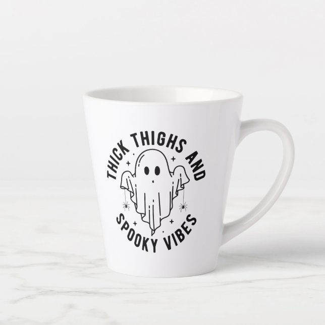 "Thick Thighs And Spooky Vibes" Latte Mug (Right)