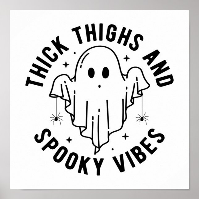 "Thick Thighs And Spooky Vibes" Poster (Front)
