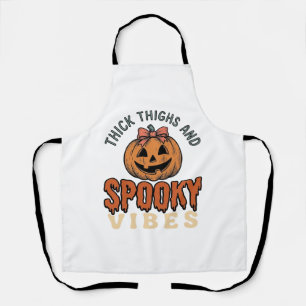 Thick Thighs And Spooky Vibes Pumpkin Halloween De Apron