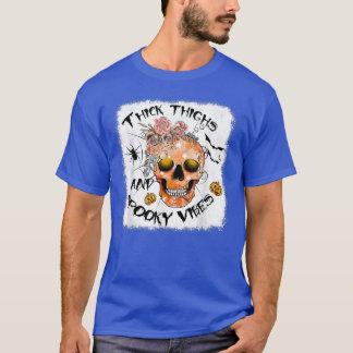 Thick Thighs And Spooky Vibes Pumpkin Women Hallow T-Shirt