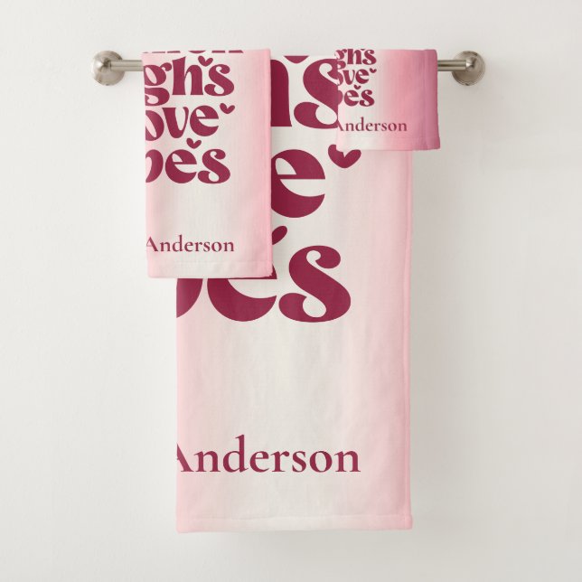 THICK THIGHS & LOVE VIBES VALENTINES GLITTER DRIP BATH TOWEL SET (Insitu)