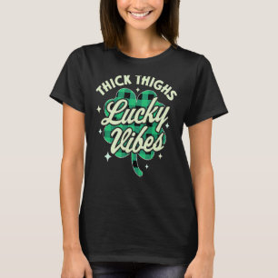 Thick Thighs Lucky Vibes Buffalo Plaid Saint Patri T-Shirt