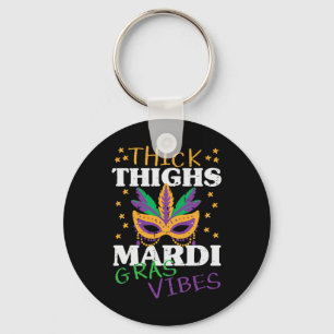 Thick Thighs Mardi Gras Vibes Gym Fat Tuesday Wome Key Ring