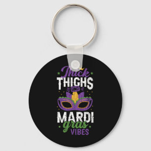 Thick Thighs Mardi Gras Vibes New Orleans Party Gr Key Ring