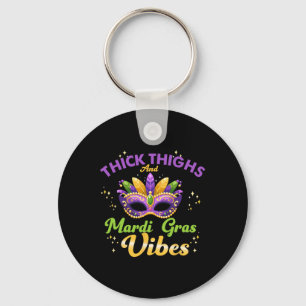 Thick Thighs Mardi Gras Vibes New Orleans Party Gr Key Ring