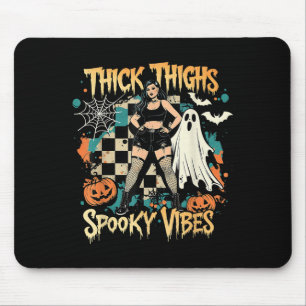 Thick Thighs Soky Vibes Funny Ghost Halloween  Mouse Pad