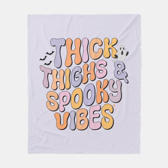 Thick Thighs & Spooky Vibes Fleece Blanket (Front)