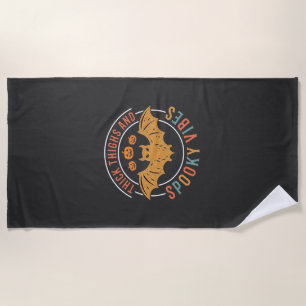 Thick Thighs Spooky Vibes Halloween Bat Design_1 Beach Towel