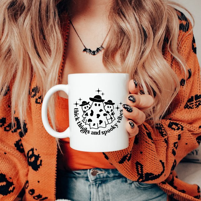 Thick Thighs & Spooky Vibes Halloween Coffee Mug (Creator Uploaded)