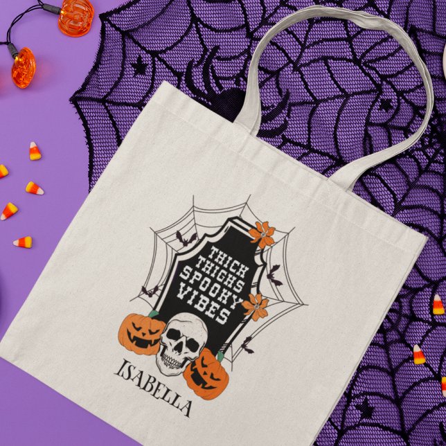 Thick Thighs Spooky Vibes Halloween Personalised Tote Bag (Creator Uploaded)