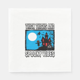 Thick Thighs Spooky Vibes Halloween Shirt Design_1 Napkin