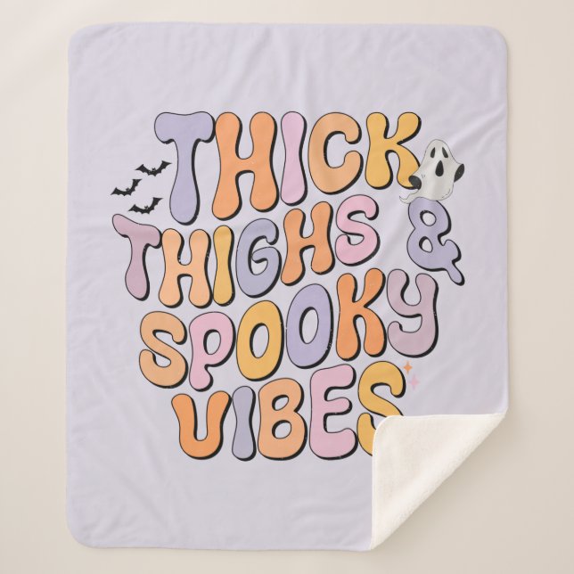 Thick Thighs & Spooky Vibes Sherpa Blanket (Front)