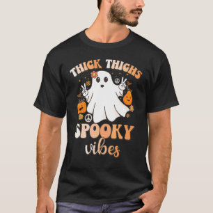 Thick Thighs Spooky Vibes Spooky cute ghost Retro T-Shirt
