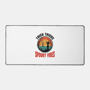 Thick Thighs Spooky Vibes Vintage Halloween Design Desk Mat