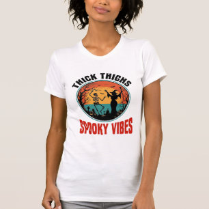 Thick Thighs Spooky Vibes Vintage Halloween Design T-Shirt