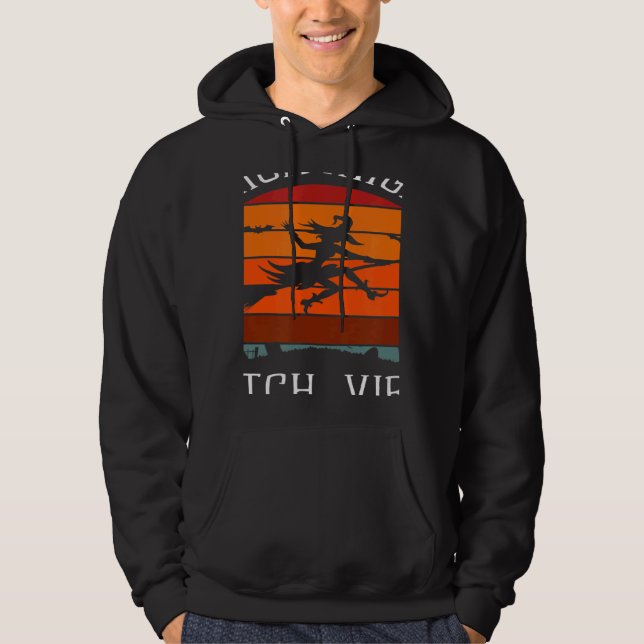 Thick Thighs Witch Vibes Halloween Hoodie (Front)