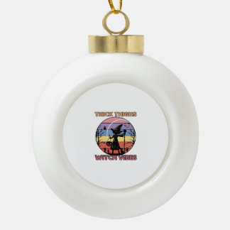 Thick Thighs Witch Vibes Halloween Pumpkin Silhoue Ceramic Ball Christmas Ornament