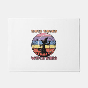 Thick Thighs Witch Vibes Halloween Pumpkin Silhoue Doormat
