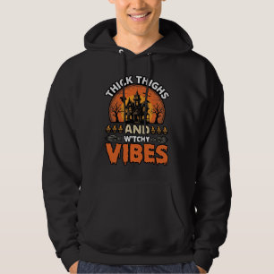 Thick Thighs Witchy Vibes Halloween Shirt Design_1