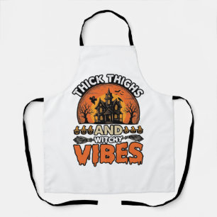 Thick Thighs Witchy Vibes Halloween Shirt Design_1 Apron